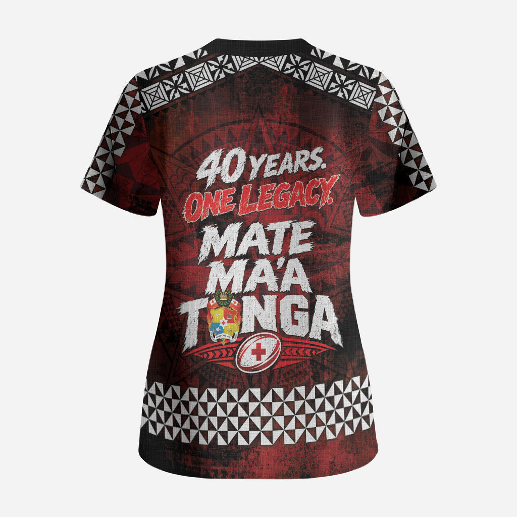 Mate Maa Tonga Rugby 2026 Scrub Top 40 Years Anniversary One Legacy LT14 - Polynesian Pride