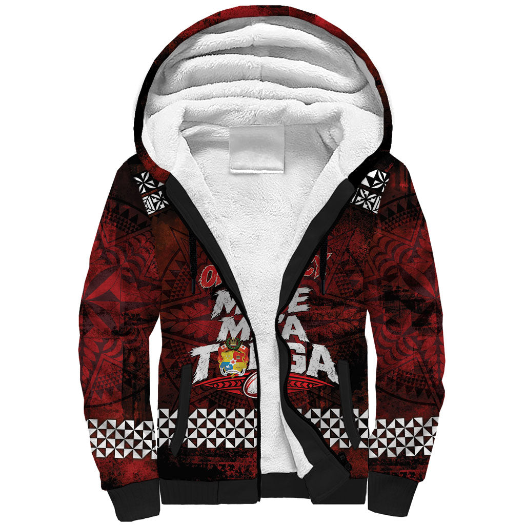 Mate Maa Tonga Rugby 2026 Sherpa Hoodie 40 Years Anniversary One Legacy LT14 Unisex Red - Polynesian Pride