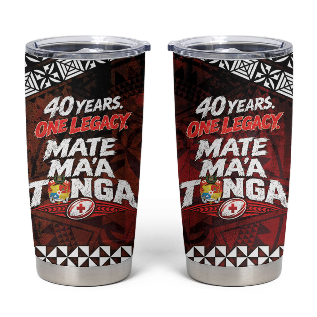 Mate Maa Tonga Rugby 2026 Tumbler Cup 40 Years Anniversary One Legacy LT14 Red - Polynesian Pride