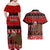 Personalised New Zealand Christmas Couples Matching Off Shoulder Maxi Dress and Hawaiian Shirt Aotearoa Kiwi Meri Kirihimete Red Version LT14 - Polynesian Pride