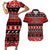 Personalised New Zealand Christmas Couples Matching Short Sleeve Bodycon Dress and Hawaiian Shirt Aotearoa Kiwi Meri Kirihimete Red Version LT14 Red - Polynesian Pride