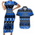 Personalised New Zealand Christmas Couples Matching Short Sleeve Bodycon Dress and Hawaiian Shirt Aotearoa Kiwi Meri Kirihimete Blue Version LT14 Blue - Polynesian Pride