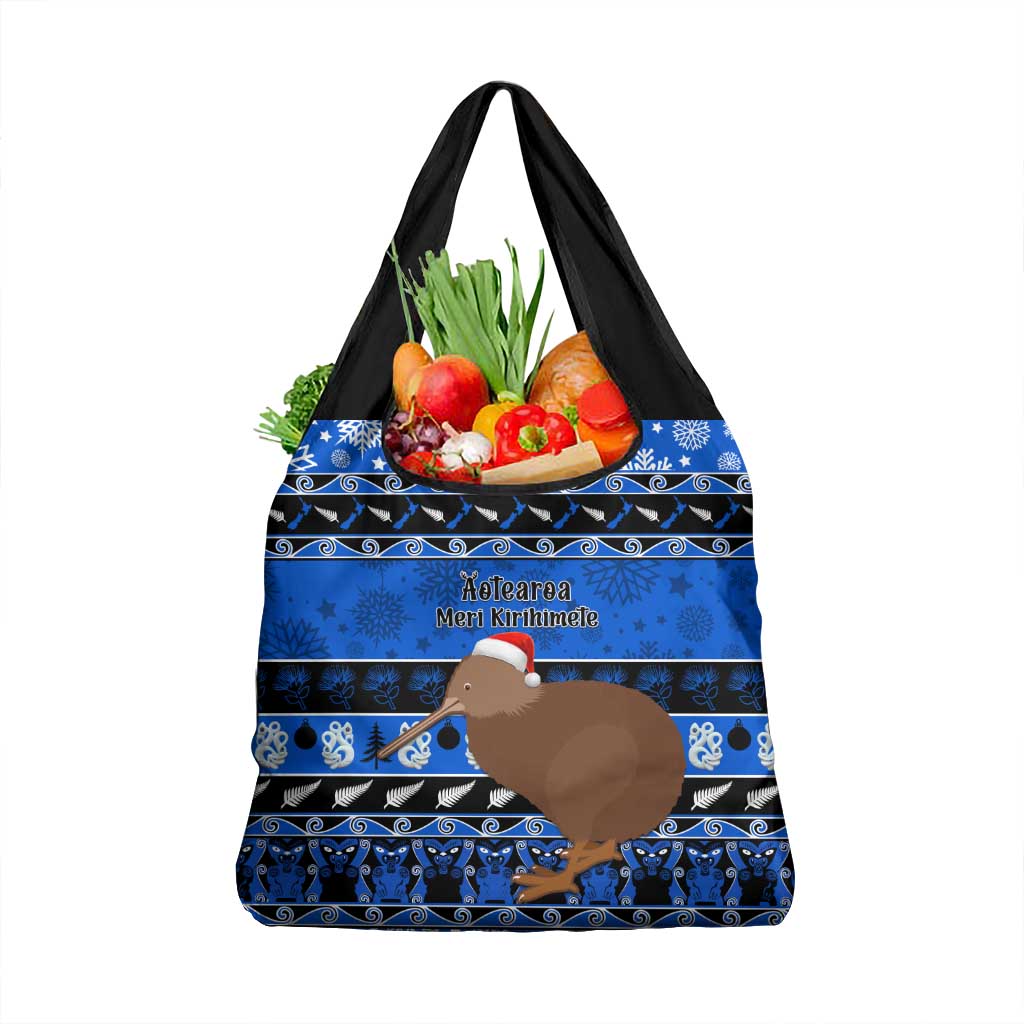 New Zealand Christmas Grocery Bag Aotearoa Kiwi Meri Kirihimete Blue Version LT14 1-pack One Size Blue - Polynesian Pride