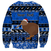 Personalised New Zealand Christmas Sweatshirt Aotearoa Kiwi Meri Kirihimete Blue Version LT14 - Polynesian Pride