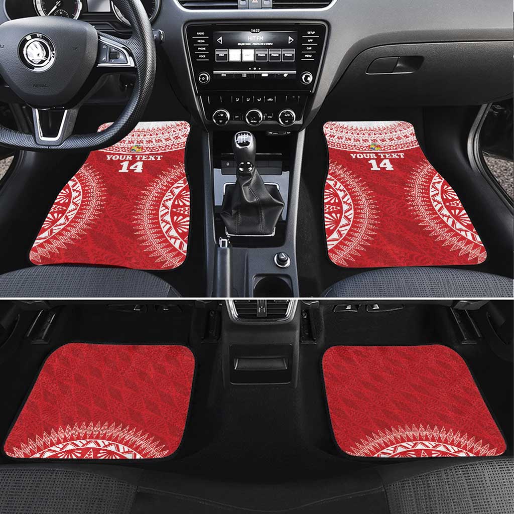 Custom Tonga Mate Maa Car Mats Go Champions Tongan Ngatu - Red LT14 Set 4pcs Red - Polynesian Pride