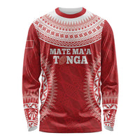 Custom Tonga Mate Maa Long Sleeve Shirt Go Champions Tongan Ngatu - Red LT14 Unisex Red - Polynesian Pride
