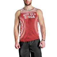 Custom Tonga Mate Maa Men Tank Top Go Champions Tongan Ngatu - Red LT14 - Polynesian Pride