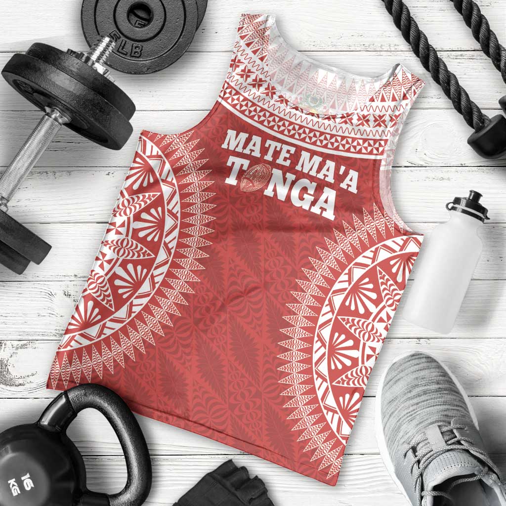 Custom Tonga Mate Maa Men Tank Top Go Champions Tongan Ngatu - Red LT14 - Polynesian Pride