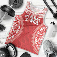 Custom Tonga Mate Maa Men Tank Top Go Champions Tongan Ngatu - Red LT14 - Polynesian Pride