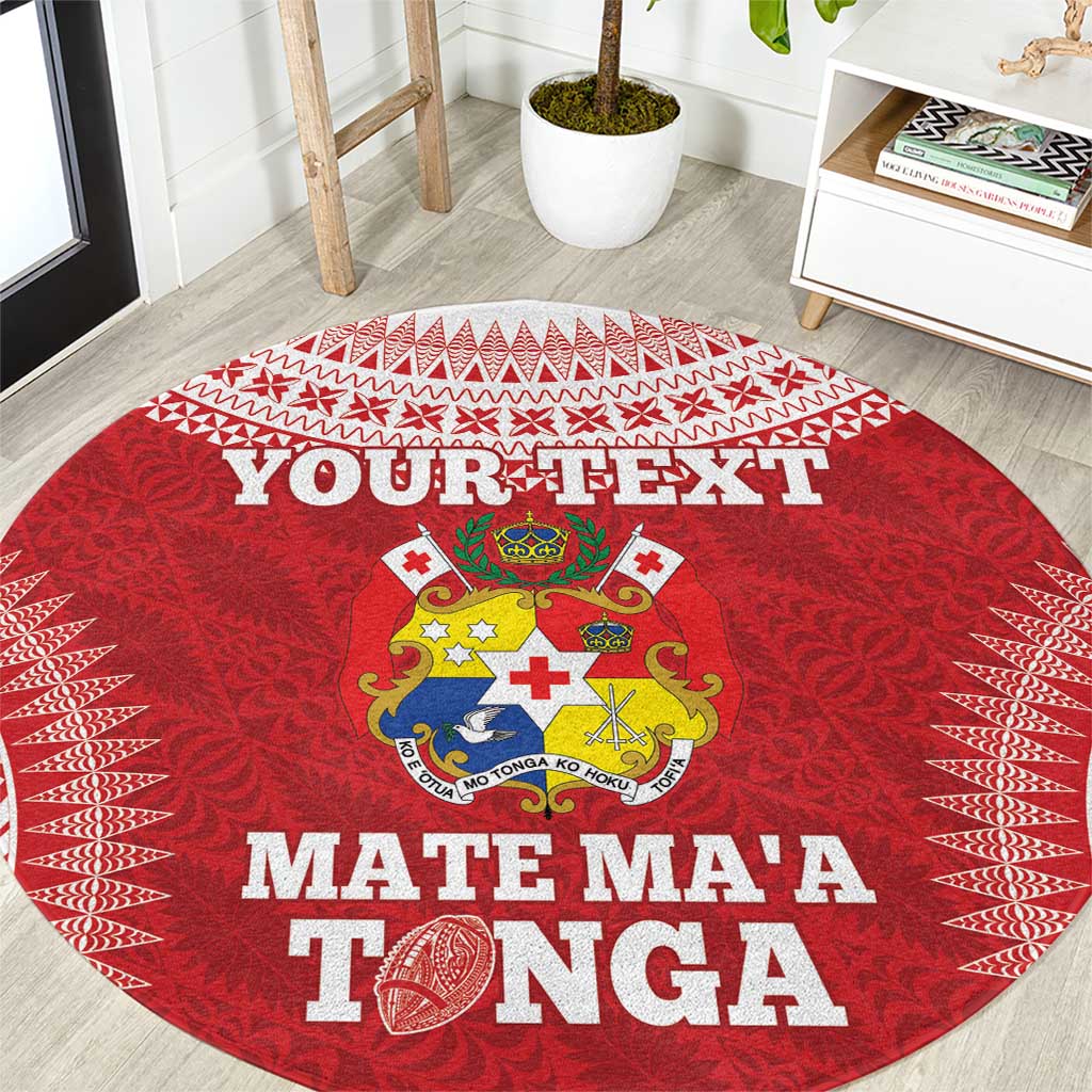 Custom Tonga Mate Maa Round Carpet Go Champions Tongan Ngatu - Red LT14 Red - Polynesian Pride