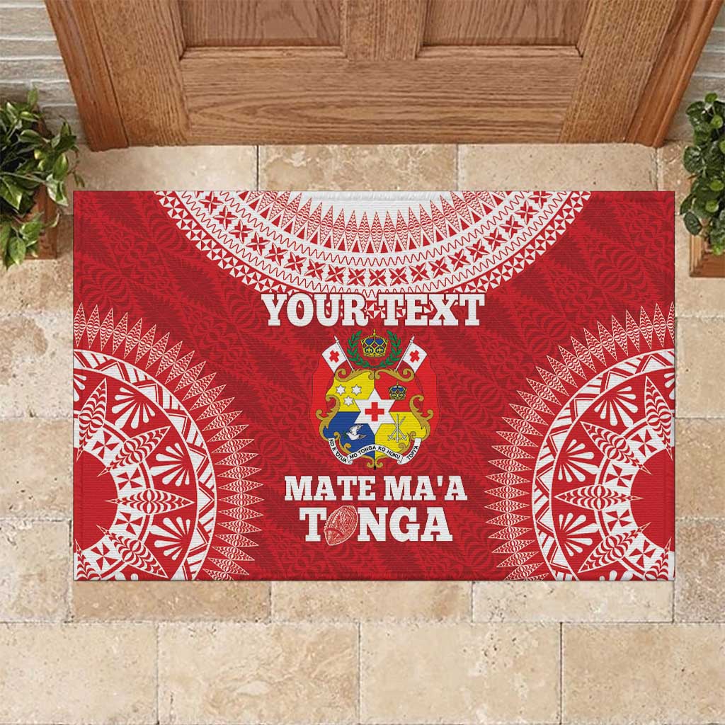 Custom Tonga Mate Maa Rubber Doormat Go Champions Tongan Ngatu - Red LT14 Red - Polynesian Pride