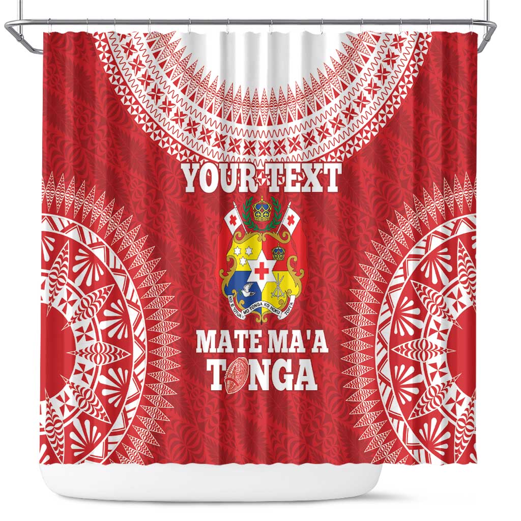 Custom Tonga Mate Maa Shower Curtain Go Champions Tongan Ngatu - Red LT14 Red - Polynesian Pride