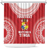 Custom Tonga Mate Maa Shower Curtain Go Champions Tongan Ngatu - Red LT14 Red - Polynesian Pride