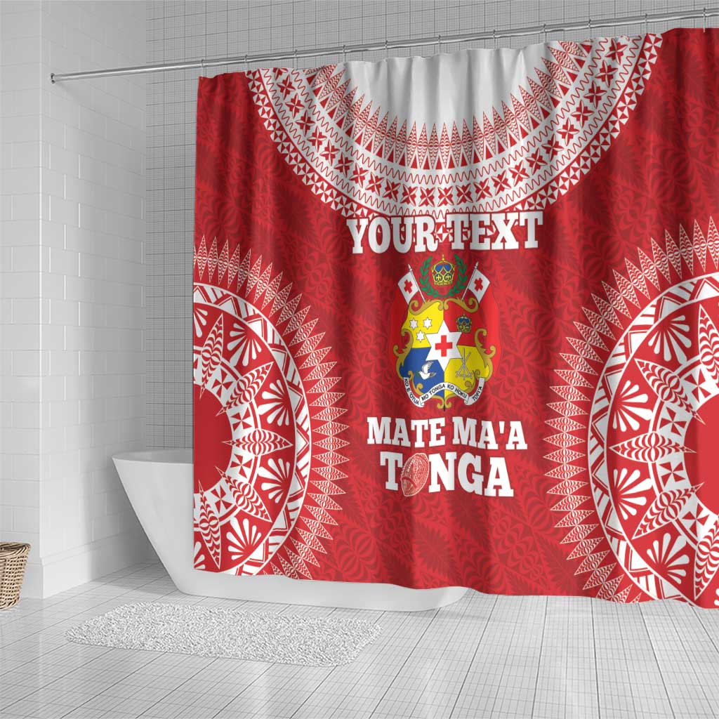 Custom Tonga Mate Maa Shower Curtain Go Champions Tongan Ngatu - Red LT14 - Polynesian Pride