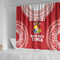 Custom Tonga Mate Maa Shower Curtain Go Champions Tongan Ngatu - Red LT14 - Polynesian Pride