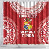 Custom Tonga Mate Maa Shower Curtain Go Champions Tongan Ngatu - Red LT14 - Polynesian Pride