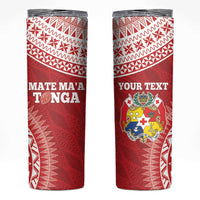 Personalised Tonga Mate Maa Skinny Tumbler Go Champions Tongan Ngatu - Red LT14 Red - Polynesian Pride
