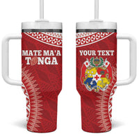 Personalised Tonga Mate Maa Tumbler With Handle Go Champions Tongan Ngatu - Red LT14 One Size: 40 oz Red - Polynesian Pride