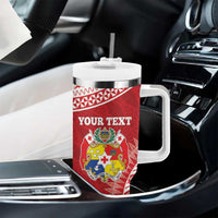 Personalised Tonga Mate Maa Tumbler With Handle Go Champions Tongan Ngatu - Red LT14 - Polynesian Pride