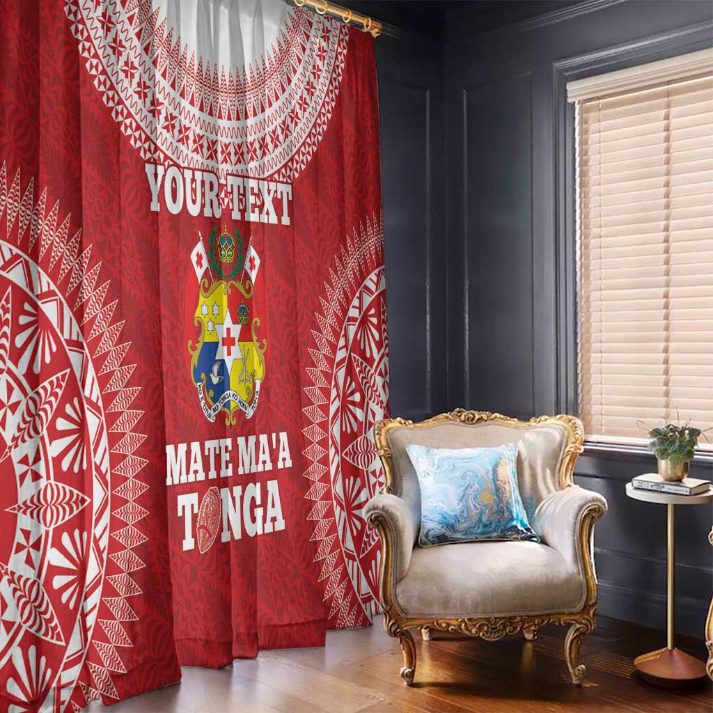 Custom Tonga Mate Maa Window Curtain Go Champions Tongan Ngatu - Red LT14 - Polynesian Pride