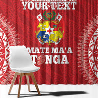 Custom Tonga Mate Maa Window Curtain Go Champions Tongan Ngatu - Red LT14 - Polynesian Pride