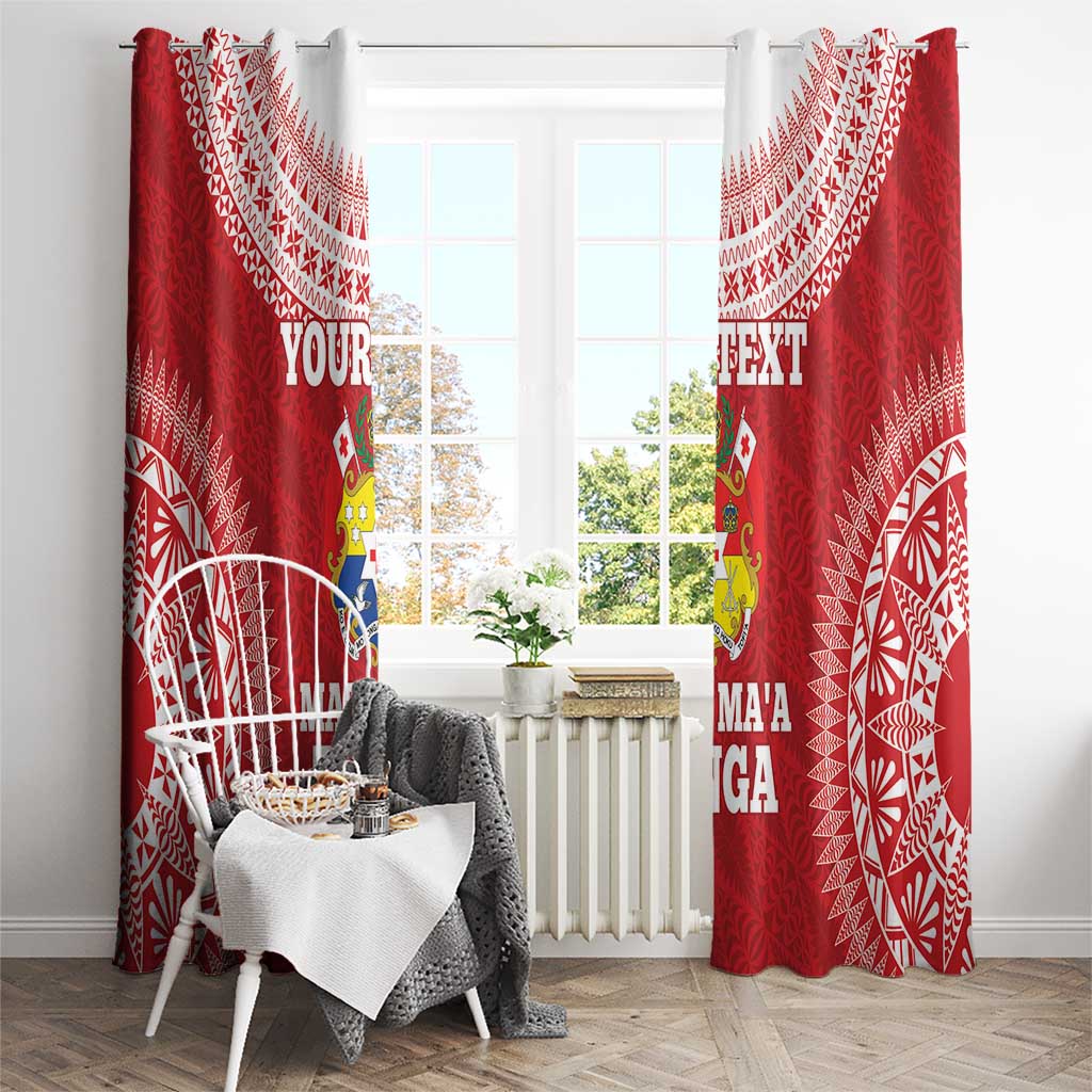 Custom Tonga Mate Maa Window Curtain Go Champions Tongan Ngatu - Red LT14 - Polynesian Pride