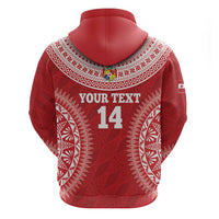 Custom Tonga Mate Maa Zip Hoodie Go Champions Tongan Ngatu - Red LT14 - Polynesian Pride