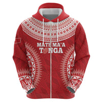 Custom Tonga Mate Maa Zip Hoodie Go Champions Tongan Ngatu - Red LT14 - Polynesian Pride