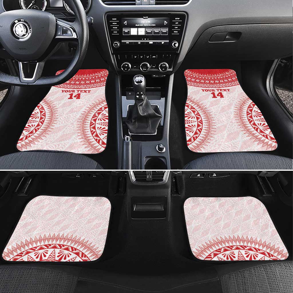 Custom Tonga Mate Maa Car Mats Go Champions Tongan Ngatu - White LT14 Set 4pcs White - Polynesian Pride
