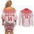 Custom Tonga Mate Maa Couples Matching Off Shoulder Short Dress and Long Sleeve Button Shirt Go Champions Tongan Ngatu - White