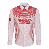 Custom Tonga Mate Maa Long Sleeve Button Shirt Go Champions Tongan Ngatu - White LT14 Unisex White - Polynesian Pride