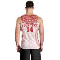 Custom Tonga Mate Maa Men Tank Top Go Champions Tongan Ngatu - White LT14 - Polynesian Pride