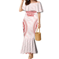 Custom Tonga Mate Maa Mermaid Dress Go Champions Tongan Ngatu - White LT14 Women White - Polynesian Pride