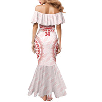 Custom Tonga Mate Maa Mermaid Dress Go Champions Tongan Ngatu - White LT14 - Polynesian Pride