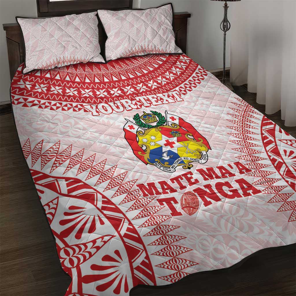 Custom Tonga Mate Maa Quilt Bed Set Go Champions Tongan Ngatu - White LT14 White - Polynesian Pride