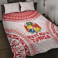 Custom Tonga Mate Maa Quilt Bed Set Go Champions Tongan Ngatu - White LT14 White - Polynesian Pride