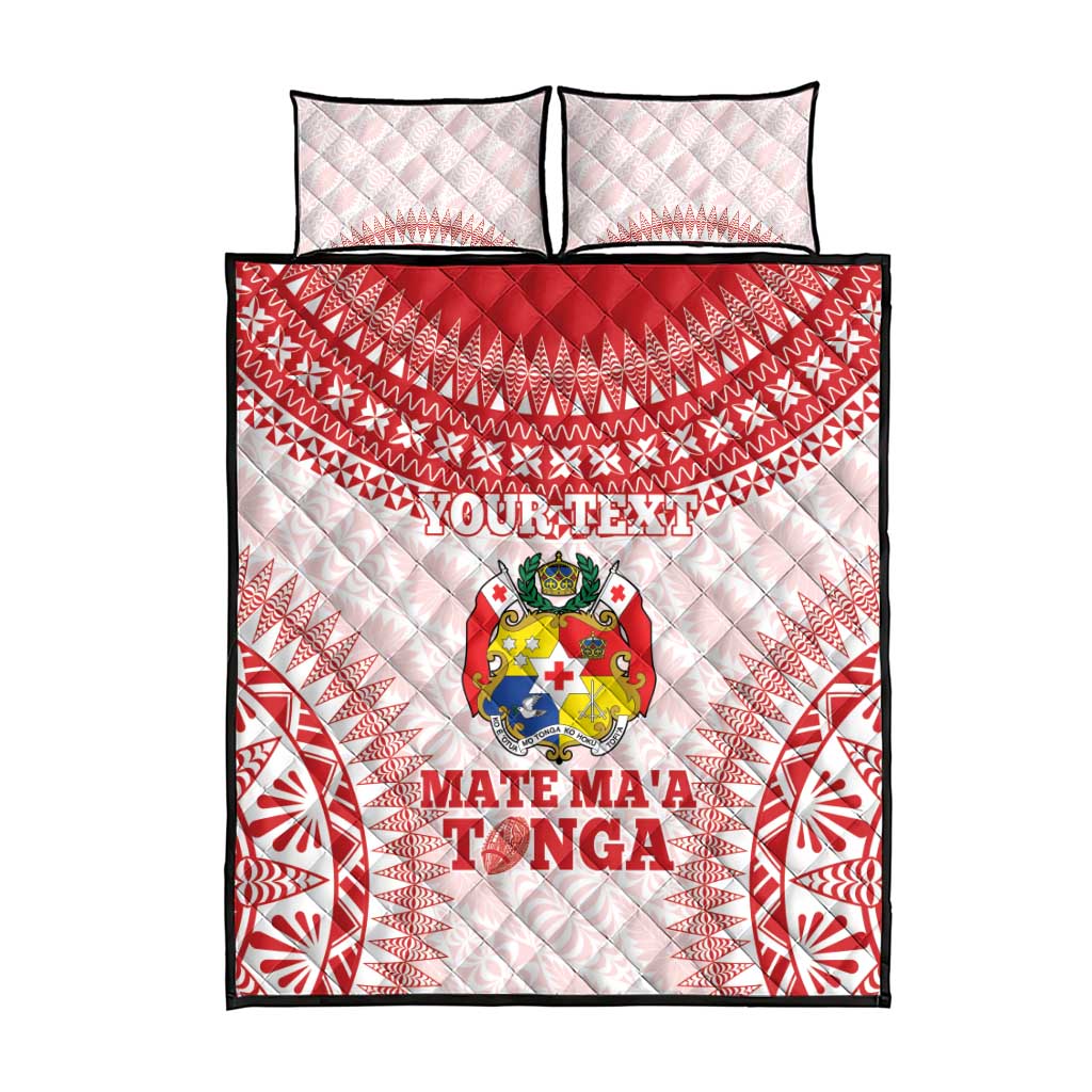 Custom Tonga Mate Maa Quilt Bed Set Go Champions Tongan Ngatu - White LT14 - Polynesian Pride
