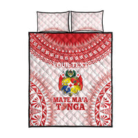 Custom Tonga Mate Maa Quilt Bed Set Go Champions Tongan Ngatu - White LT14 - Polynesian Pride