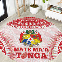 Custom Tonga Mate Maa Round Carpet Go Champions Tongan Ngatu - White LT14 White - Polynesian Pride