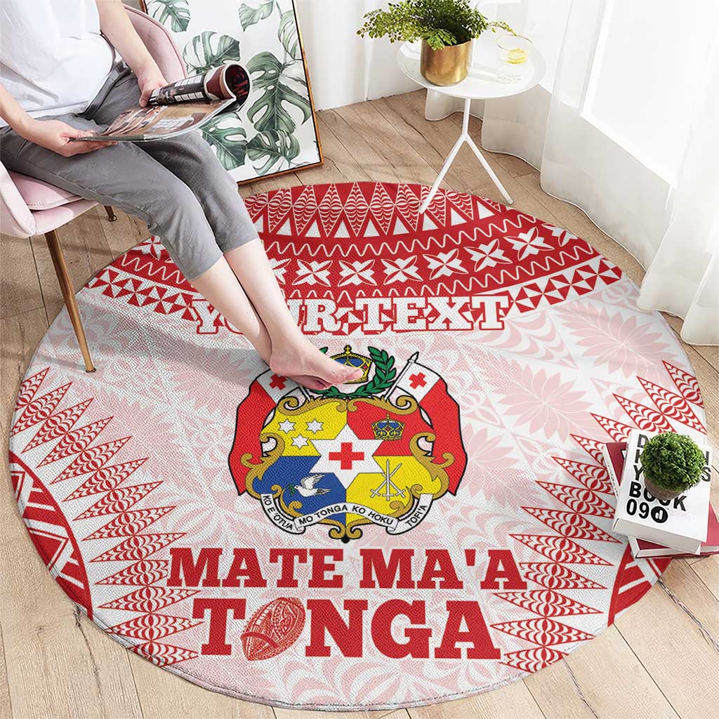 Custom Tonga Mate Maa Round Carpet Go Champions Tongan Ngatu - White LT14 - Polynesian Pride