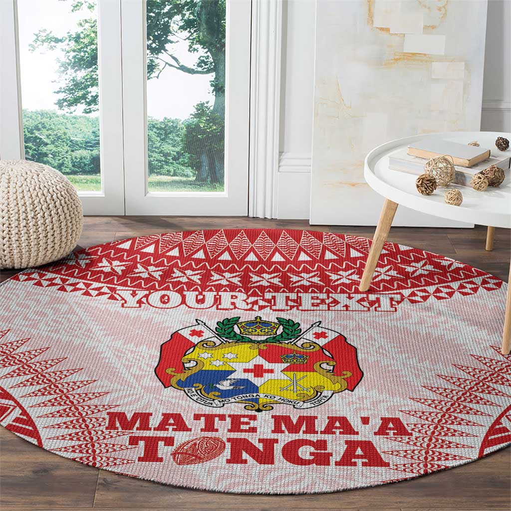 Custom Tonga Mate Maa Round Carpet Go Champions Tongan Ngatu - White LT14 - Polynesian Pride