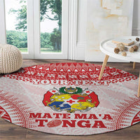Custom Tonga Mate Maa Round Carpet Go Champions Tongan Ngatu - White LT14 - Polynesian Pride