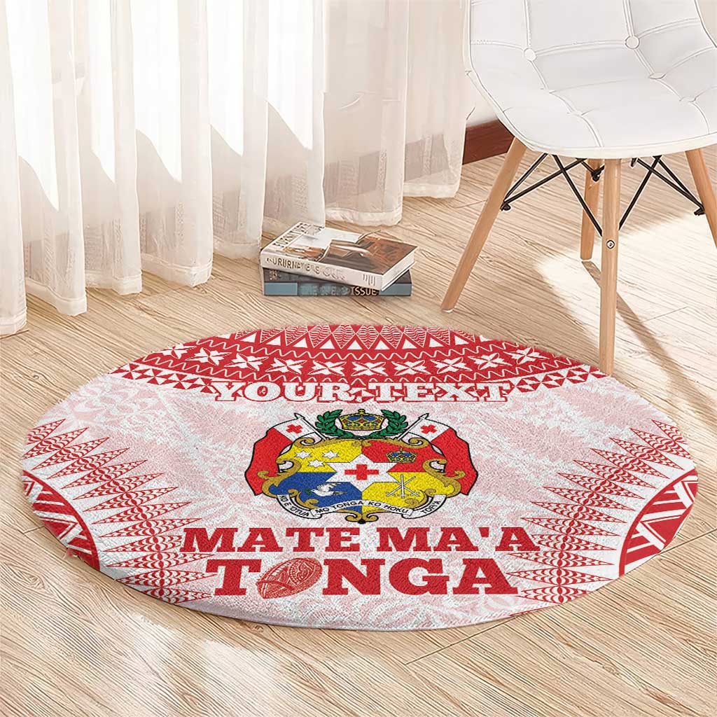 Custom Tonga Mate Maa Round Carpet Go Champions Tongan Ngatu - White LT14 - Polynesian Pride