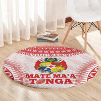 Custom Tonga Mate Maa Round Carpet Go Champions Tongan Ngatu - White LT14 - Polynesian Pride