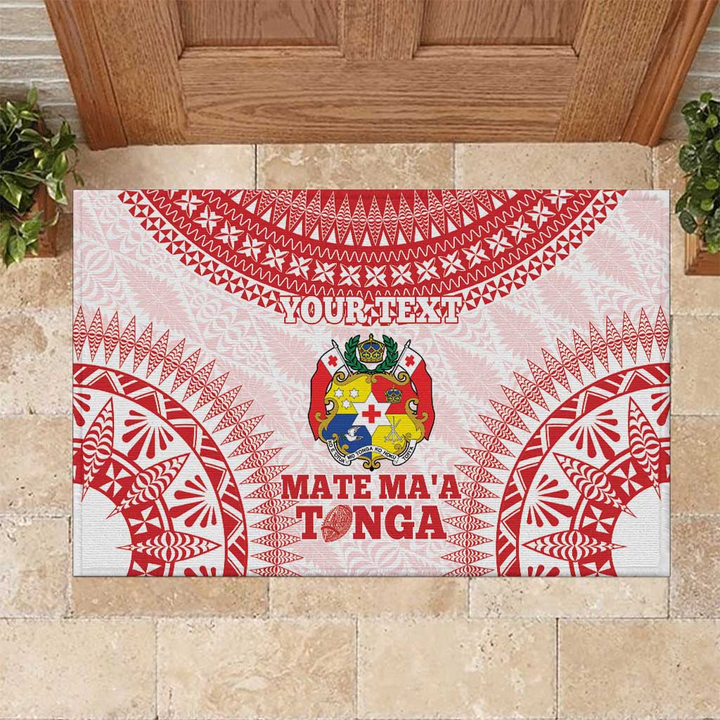 Custom Tonga Mate Maa Rubber Doormat Go Champions Tongan Ngatu - White LT14 White - Polynesian Pride