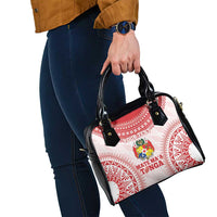 Custom Tonga Mate Maa Shoulder Handbag Go Champions Tongan Ngatu - White LT14 - Polynesian Pride