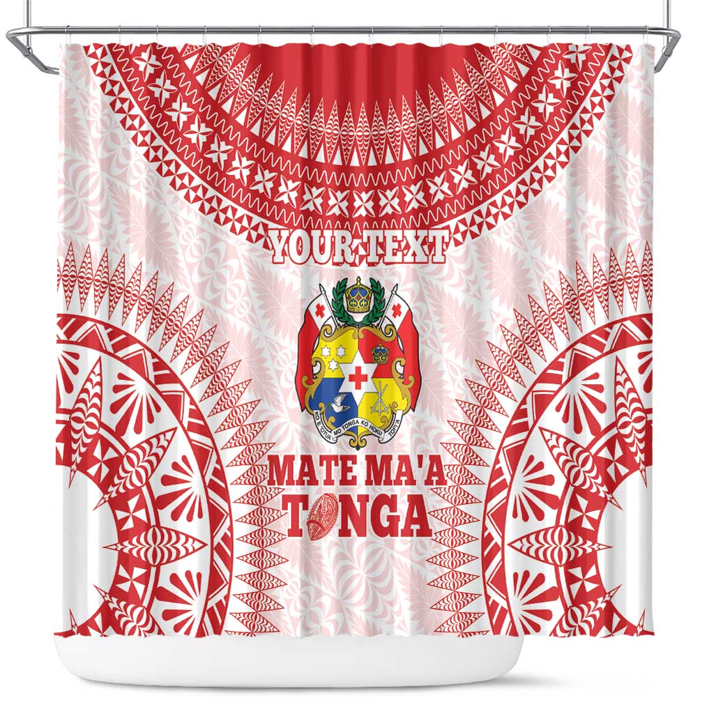 Custom Tonga Mate Maa Shower Curtain Go Champions Tongan Ngatu - White LT14 White - Polynesian Pride