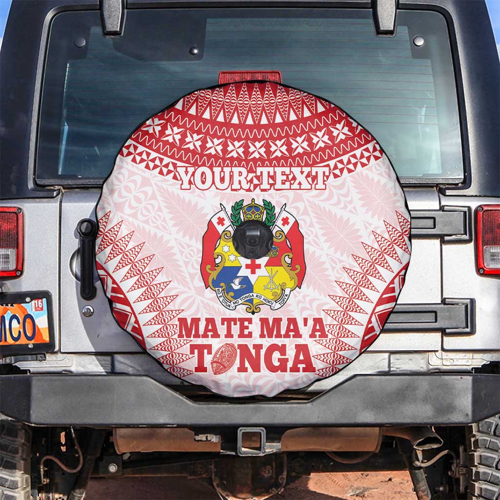 Custom Tonga Mate Maa Spare Tire Cover Go Champions Tongan Ngatu - White