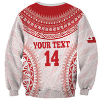 Custom Tonga Mate Maa Sweatshirt Go Champions Tongan Ngatu - White LT14 - Polynesian Pride