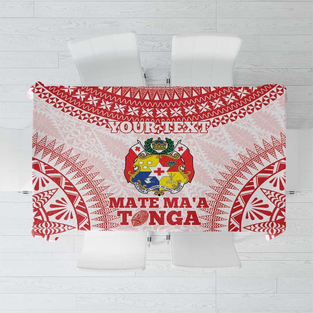 Custom Tonga Mate Maa Tablecloth Go Champions Tongan Ngatu - White